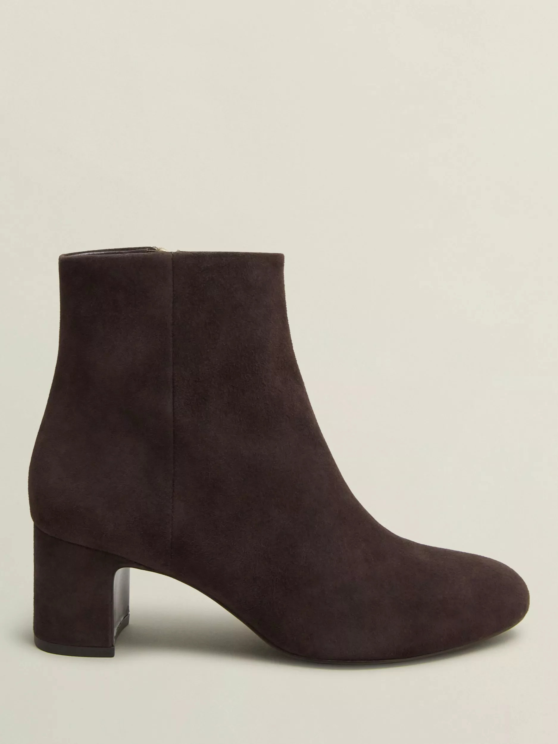 Hobbs Rochelle Suede Heeled Ankle Boots, Chocolate Brown | John Lewis (UK)