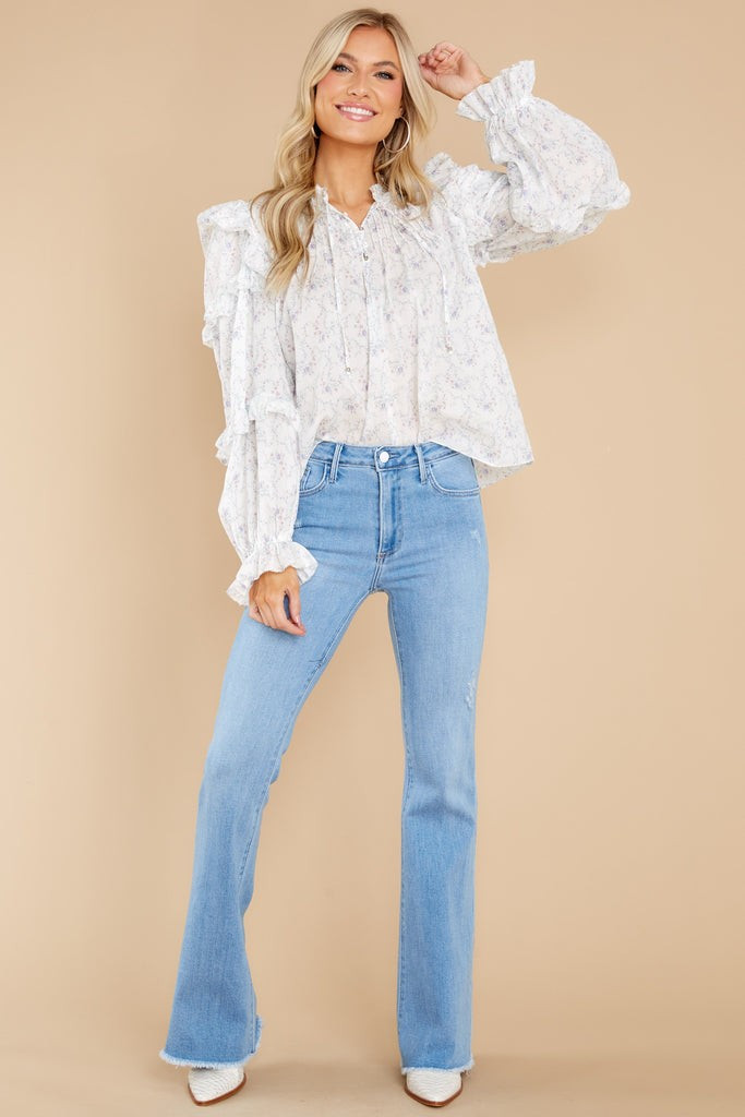 Flower Child White Floral Print Top | Red Dress 