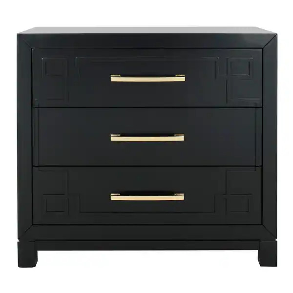 SAFAVIEH Raina 3 Drawer Chest - Black / Gold | Bed Bath & Beyond