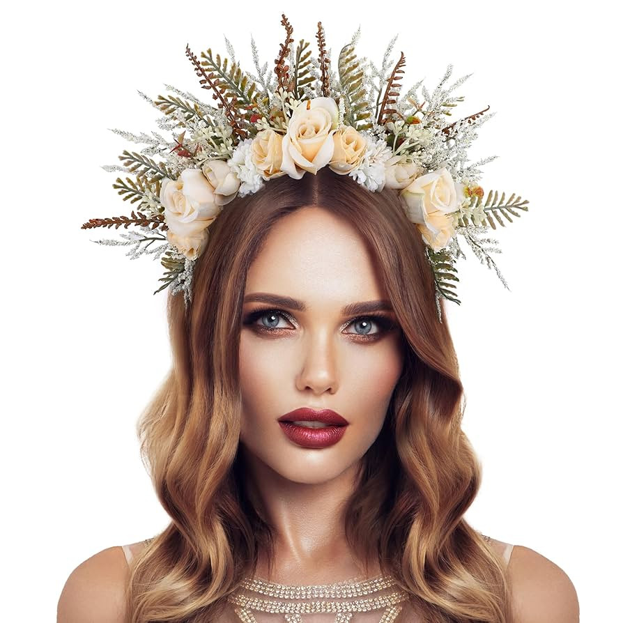 COSUCOS Flower Crown Woodland Wedding Headpiece Bridal Hair Accessories Fairy Headband Elf Headwe... | Amazon (US)