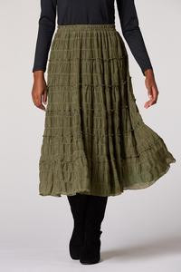 Cato Fashions | Cato Tiered Crinkle Textured Midi Skirt | Cato Fashions