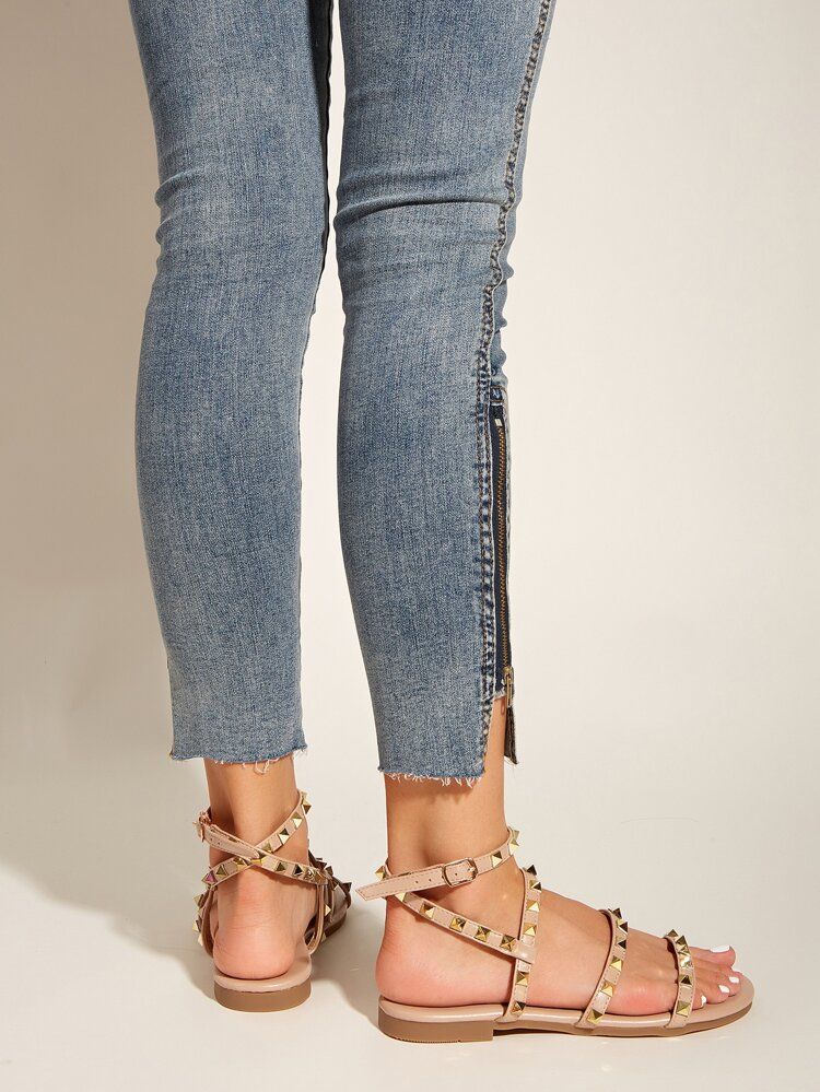 Studded Decor Ankle Strap Sandals | SHEIN