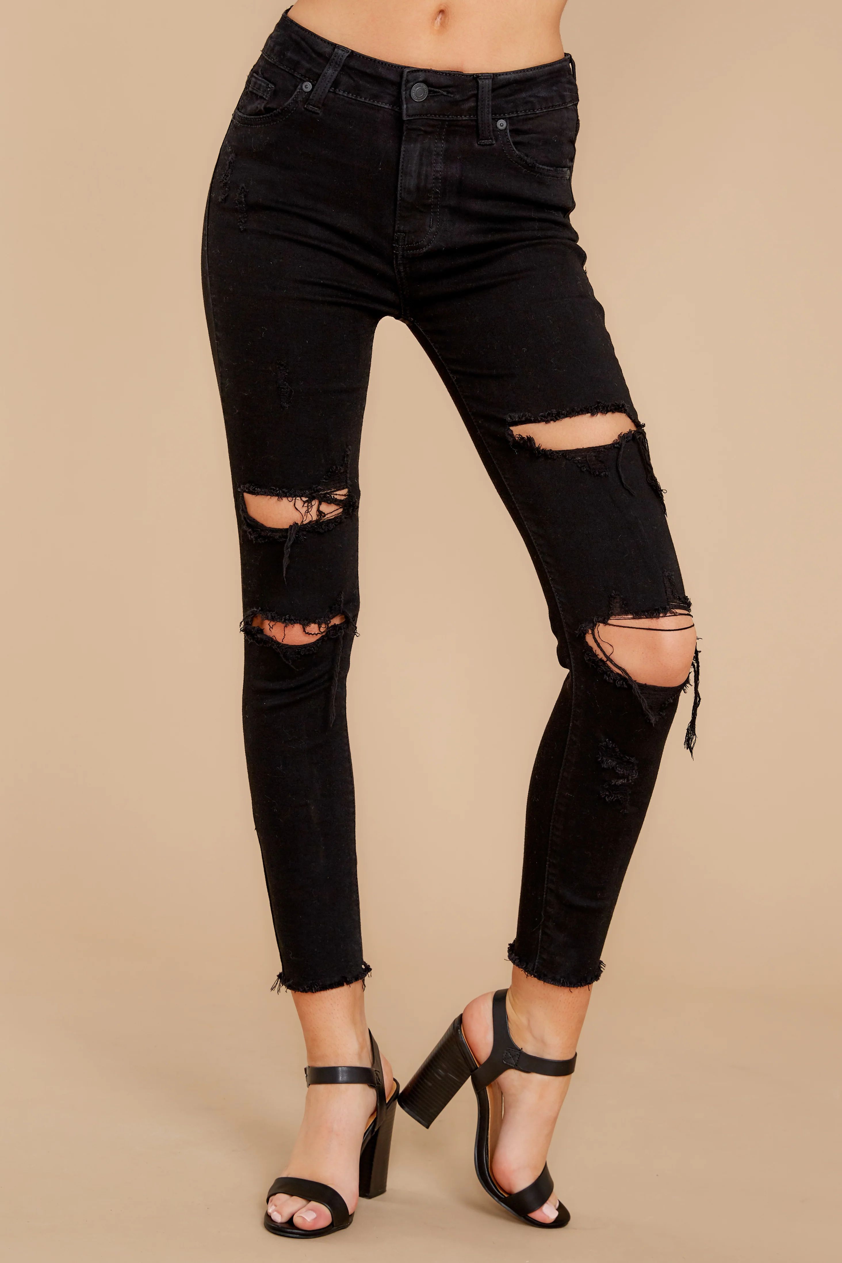 Spoiler Alert Black Distressed Skinny Jeans | Red Dress 