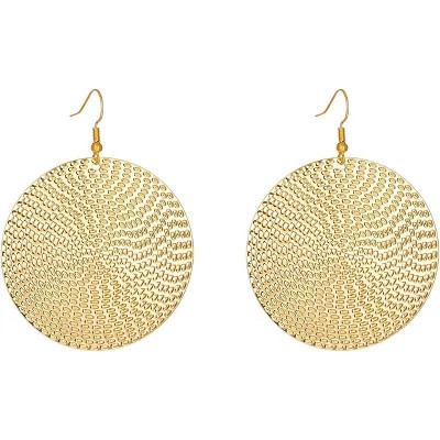 Boho Large Disc Earrings for Women Vintage Geometric Hammered Round Circle Drop Dangle Earrings Statement Jewelry Gold One Size | Target