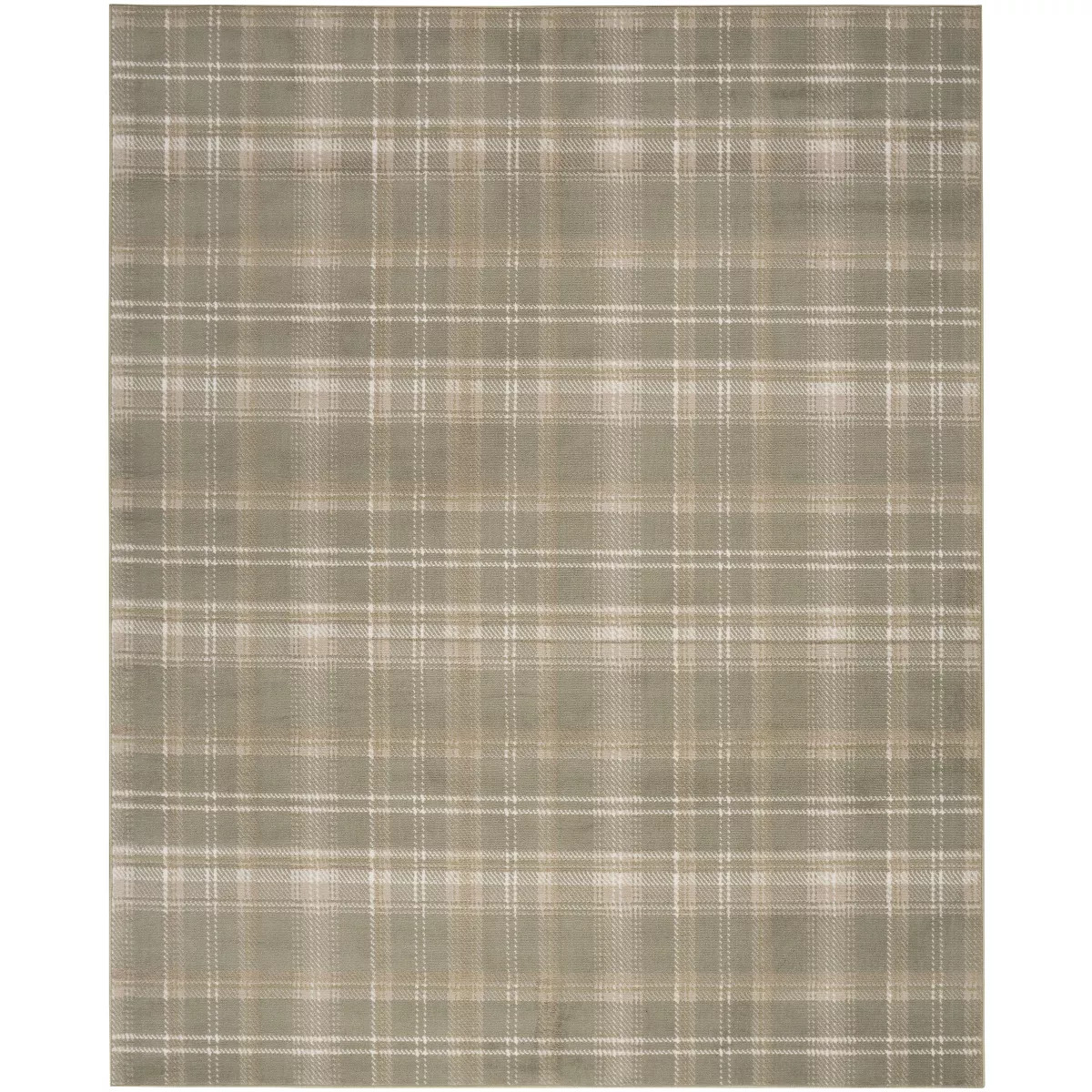 Nourison Grafix Contemporary Plaid Indoor Area Rug Olive 7'10" x 9'10" | Target