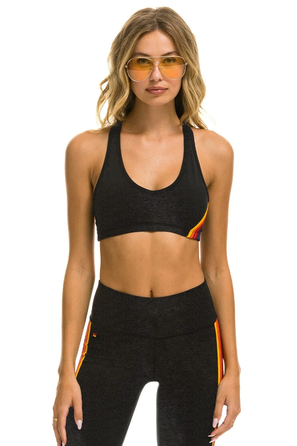 WOMEN'S 5 STRIPE SPORTS BRA - CHARCOAL | Aviator Nation