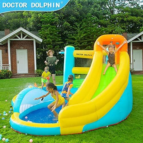 Doctor Dolphin Water Bounce House- Inflatable Water Slide Park Air Blower for Kids, Bouncy Castle... | Amazon (US)