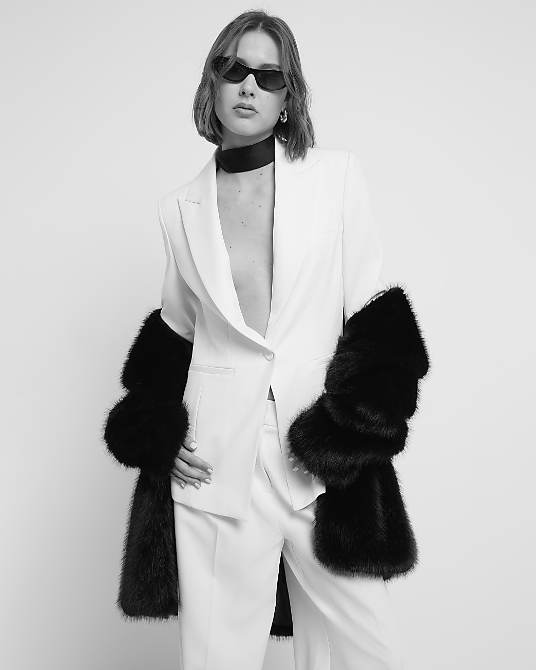 Cream Tuxedo Blazer | River Island UK & IE