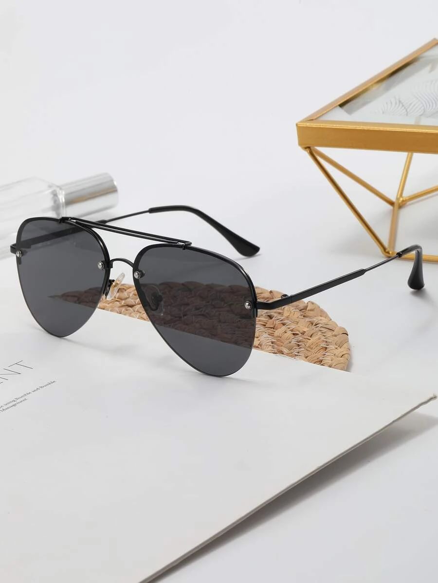 Semi Rimless Aviator Sunglasses | SHEIN