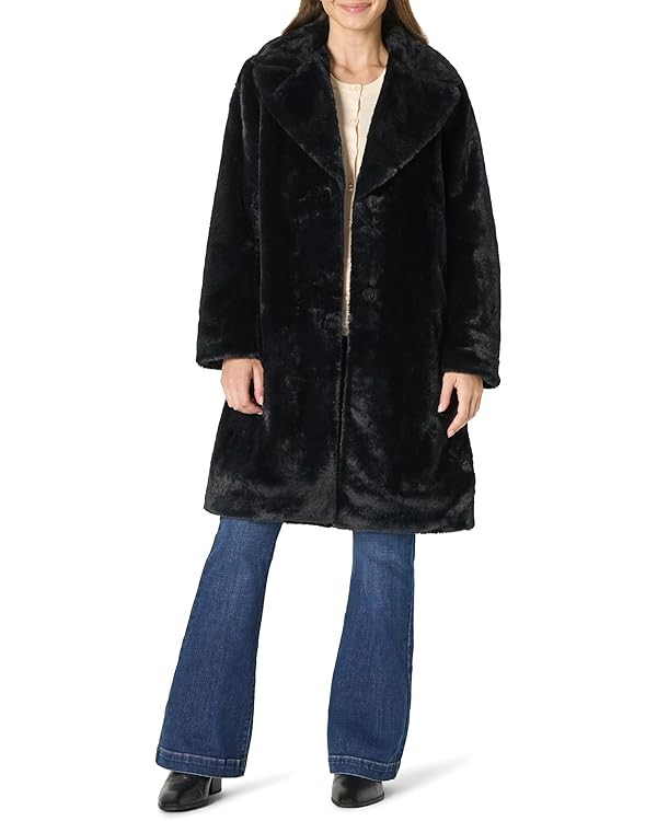 Amazon Essentials Womens Relaxed-Fit Long Faux Fur Coat with Lapel Collar | Amazon (US)