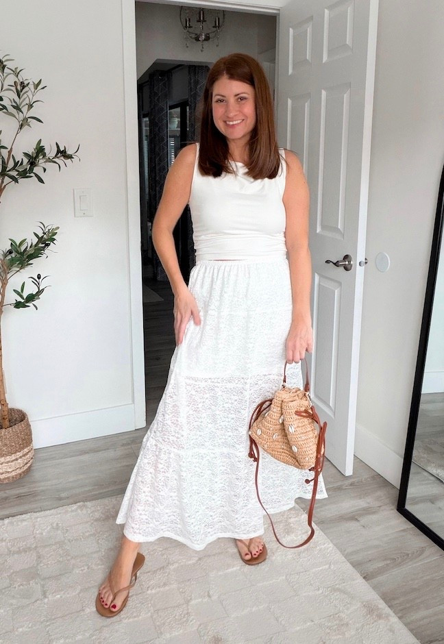A monochromatic white outfit is stunning for spring and this Walmart look is gorgeous. This skirt looks like it is from a far more expensive boutique and it’s so comfortable (and not see through) this basic white tank is a great length for tucking in a high waisted pair of jeans or shorts as well. 
White outfit inspo, all white outfit inspo, Walmart spring finds 

#LTKmomlife #LTKOver40 #LTKSeasonal
