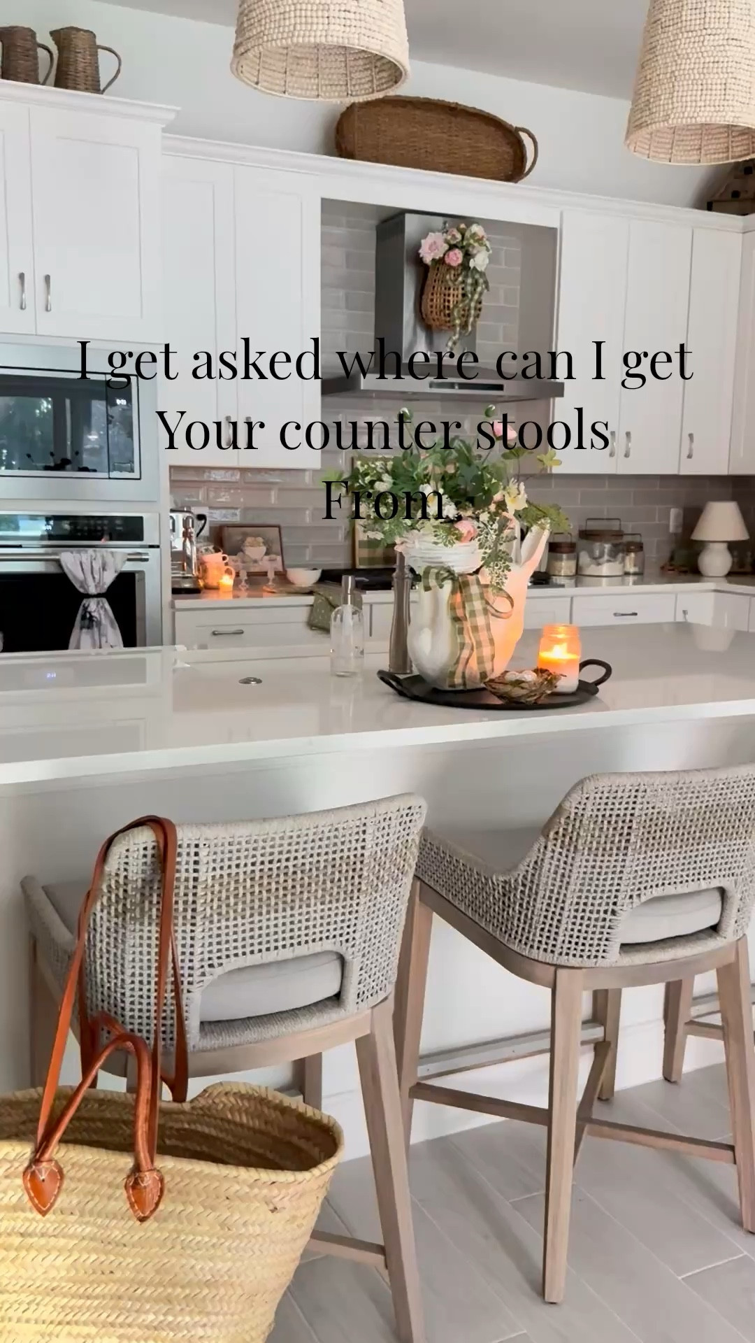 We did so much research when we looked at counter stools.  These are hands down our favorite ones.  We have had them for 18 months and are comfortable.  We went with outdoor fabric on the cushions so easy to keep clean.  They are sturdy and we just love the look and texture they add to our white shaker cabinet kitchen.  I’m linking them here was able to find a link so you can purchase them for your home.  Sold in a set here but you can buy individually too

#LTKU #LTKHome