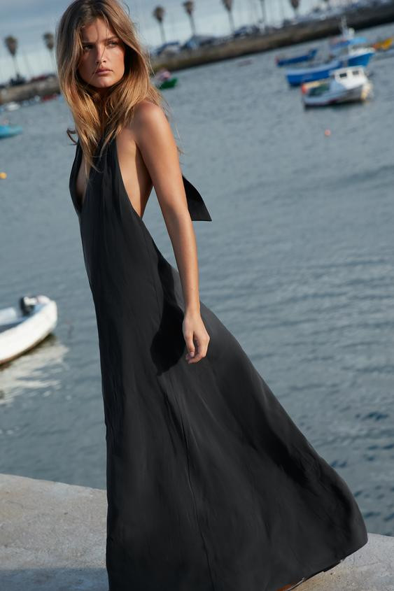 HALTER TIE MIDI DRESS | Zara US