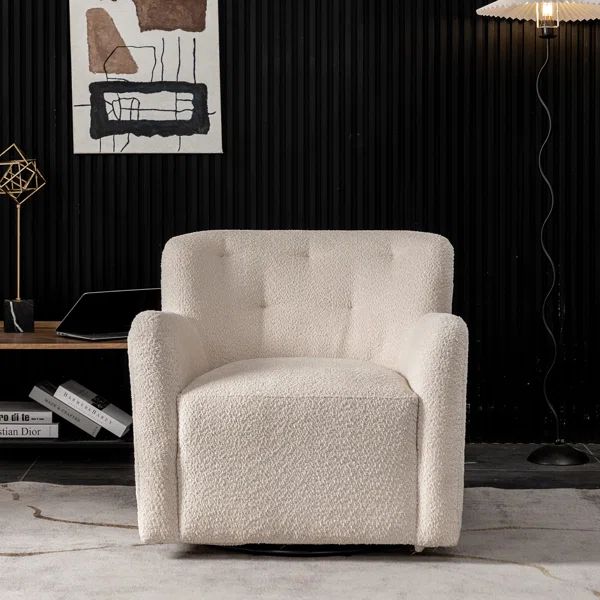 Cherno 32.5" Wide Chenille Upholstered Swivel Accent Armchair | Wayfair North America