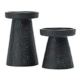 Main + Mesa EC0550 Decorative Stoneware Pillar or Taper Candle Holder, Set of 2, Black | Amazon (US)