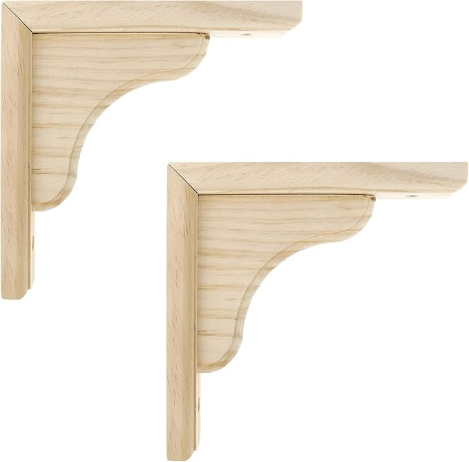 Mcredy 2 PCS Wood Shelf Bracket,6 Inch Triangle Wall Mount L Bracket Shelf Support,Wave Wooden Fl... | Amazon (US)