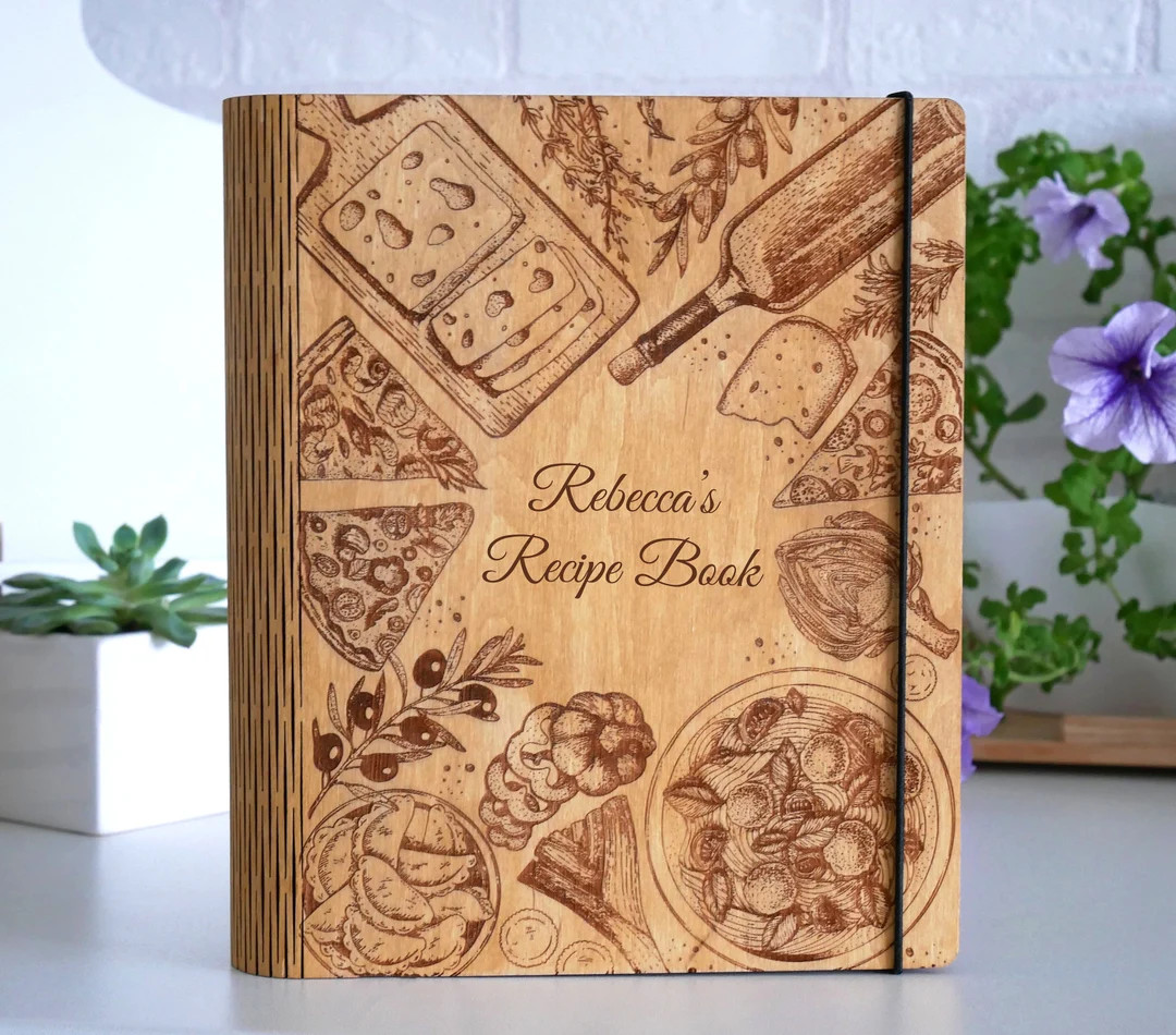 Recipe Binder Personalized Recipe Book Mothers Day Gift Wooden Custom Cookbook 5th Anniversary | Etsy (US)