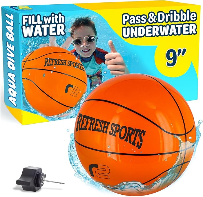 Aqua Dive Ball 9" Basketball – Underwater Pool Game for Kids All Ages – Fun Water Toy to Drib... | Amazon (US)