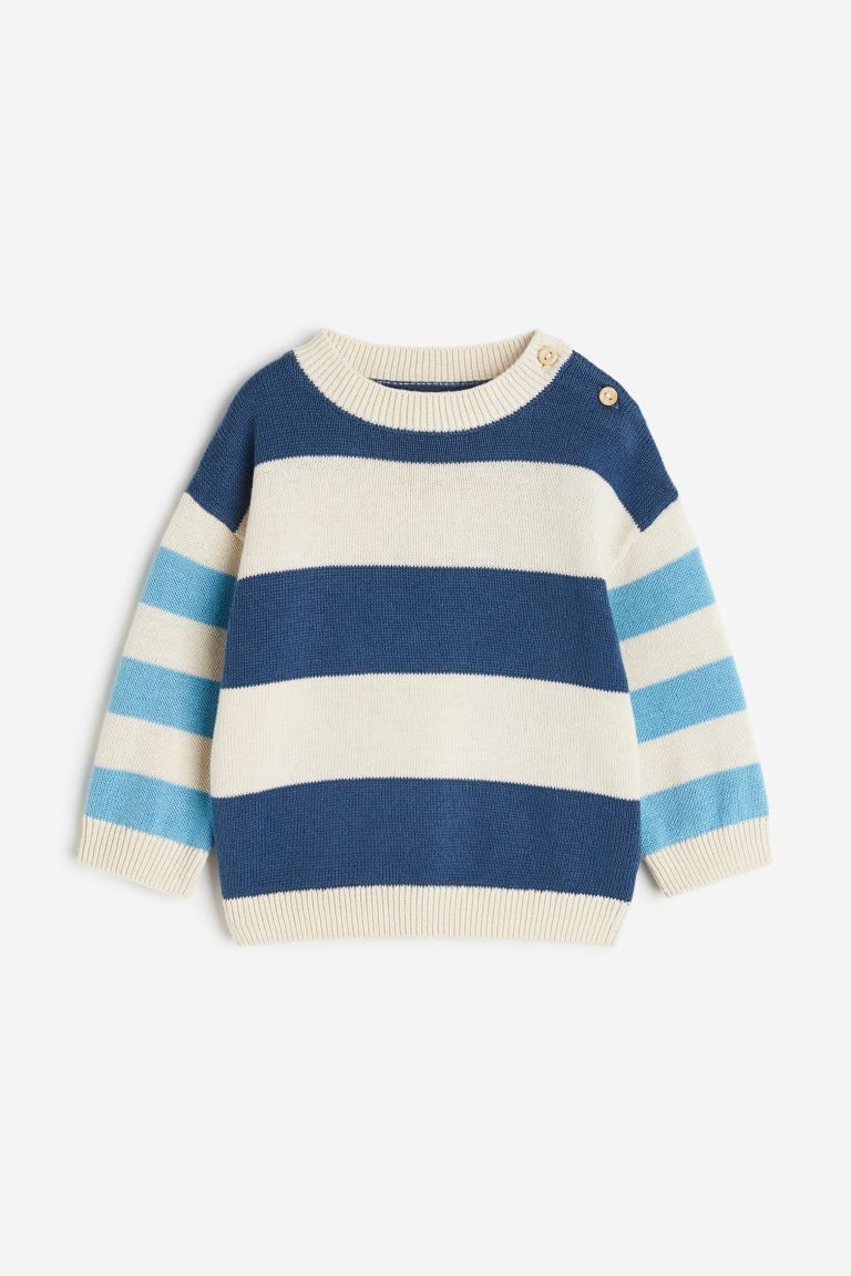 Knit Sweater - Blue/striped - Kids | H&M US | H&M (US + CA)