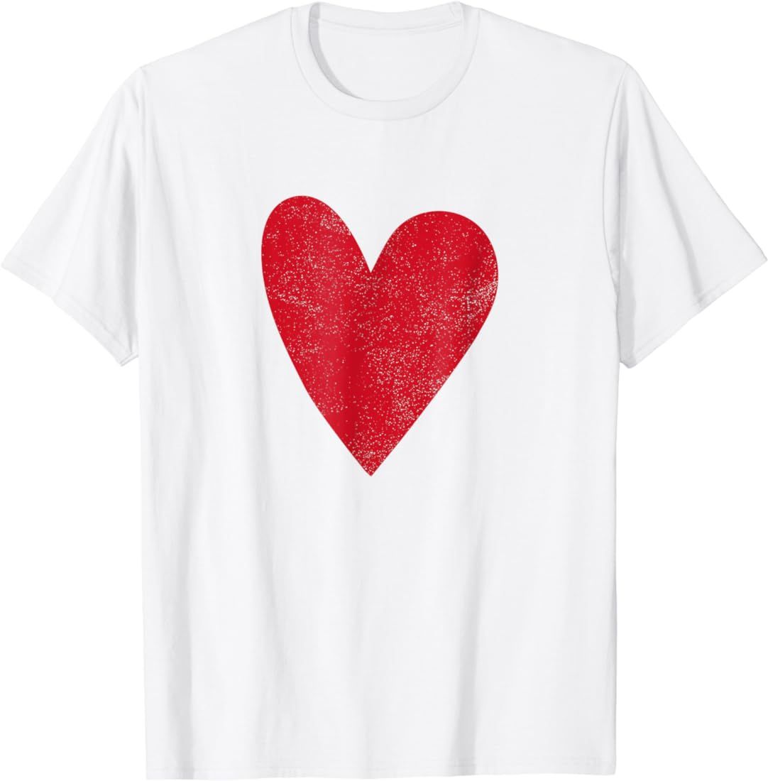 Vintage Heart Distressed Valentines Day 2022 Cute White T-Shirt | Amazon (US)