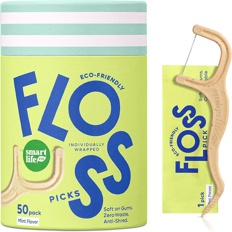 Individually Wrapped Dental Floss Picks - Biodegradable* Straw Wheat Flosser Handle & Packaging |... | Amazon (US)