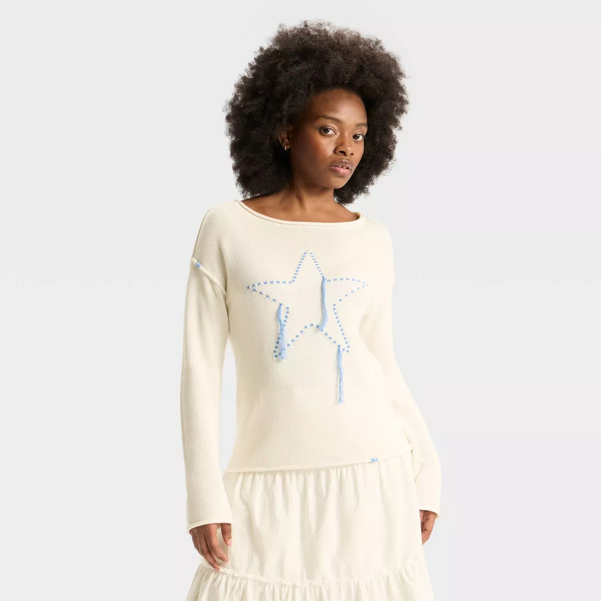 Women's Wide Crewneck Americana Pullover Sweater - Wild Fable™ | Target