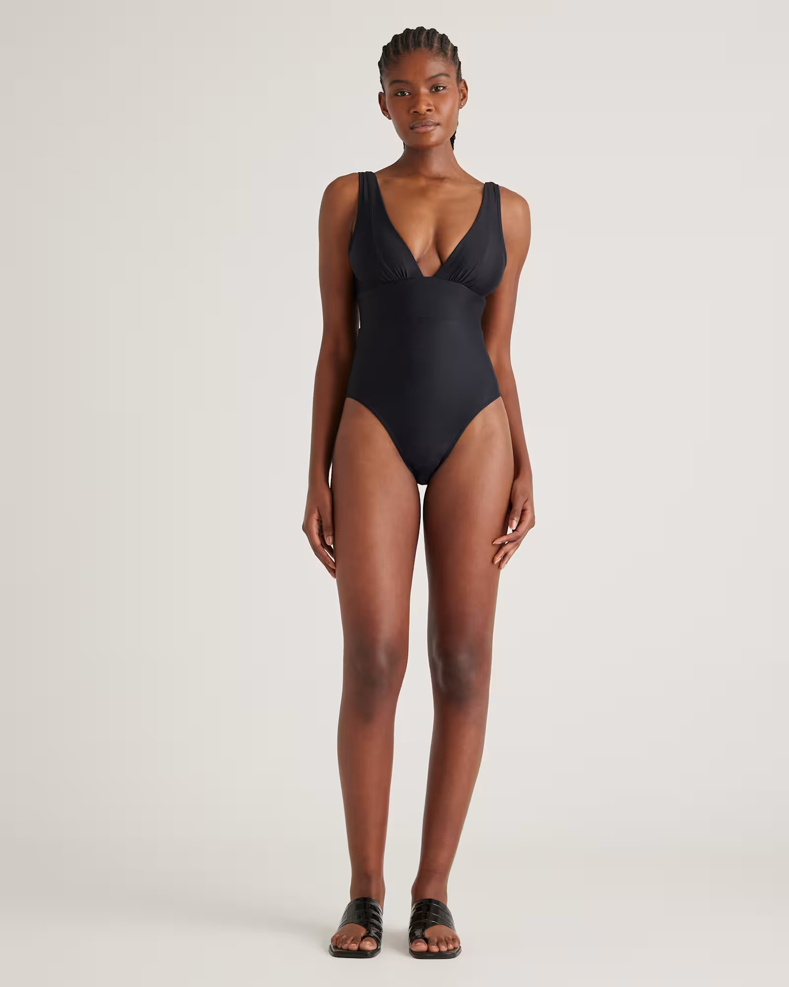 Italian Plunge One-Piece Swimsuit in Black | Quince