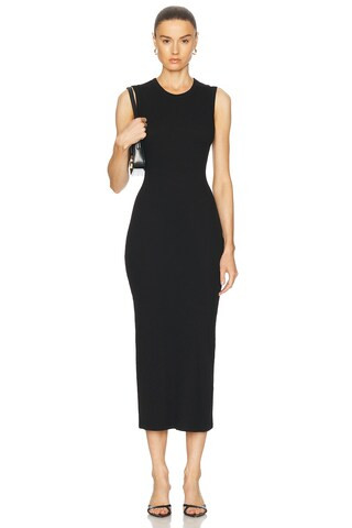 Enza Costa Textured Rib Sleeveless Maxi Dress in Black | FWRD | FWRD 
