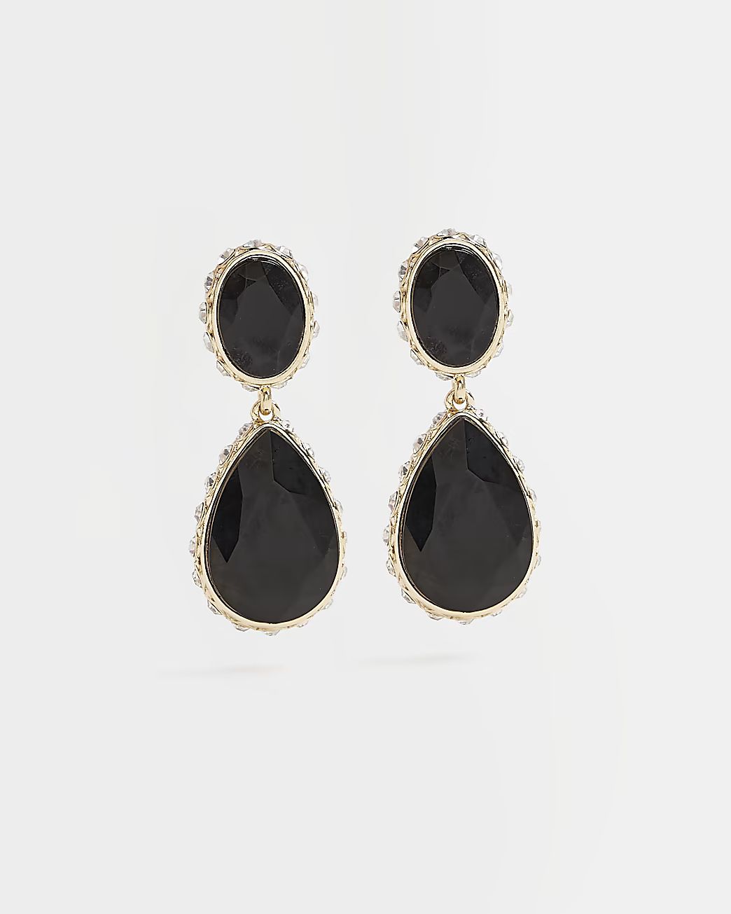 Black stone drop earrings | River Island (UK & IE)