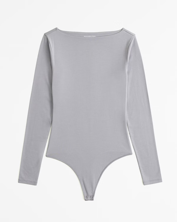 Long-Sleeve Cotton-Modal Slash Bodysuit | Abercrombie & Fitch (US)