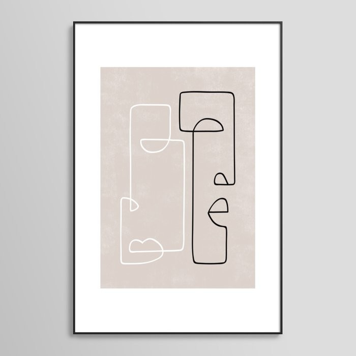 2 Square Faces Black & White Framed Art Print | Society6