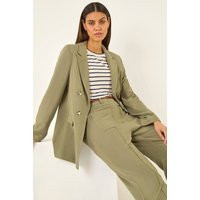 Roman Women's Linen Blend Blazer in Khaki | Size: 12 | Debenhams UK