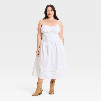 Women's Corset Midi Dress - A New Day™ White 1X | Target