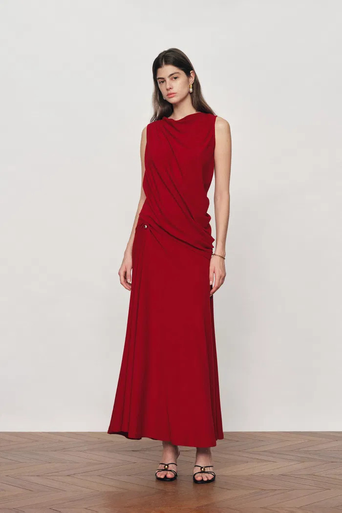 Florence Asymmetrical Draped Sleeveless Top and Skirt Set in Cotton Mo | Fabrique