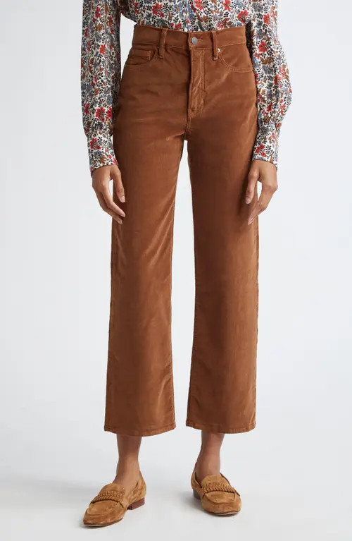 Veronica Beard Crosbie High Waist Wide Straight Leg Corduroy Pants in Deep Ochre at Nordstrom, Size 32 | Nordstrom