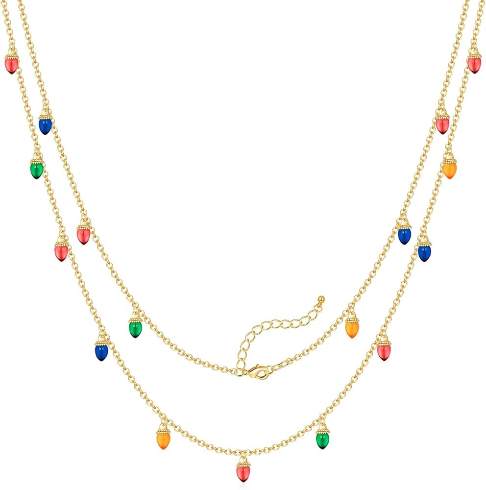 Christmas Necklaces for Women Colorful Light Bulb Necklace Christmas Tree Pendant Necklace Cute X... | Amazon (US)