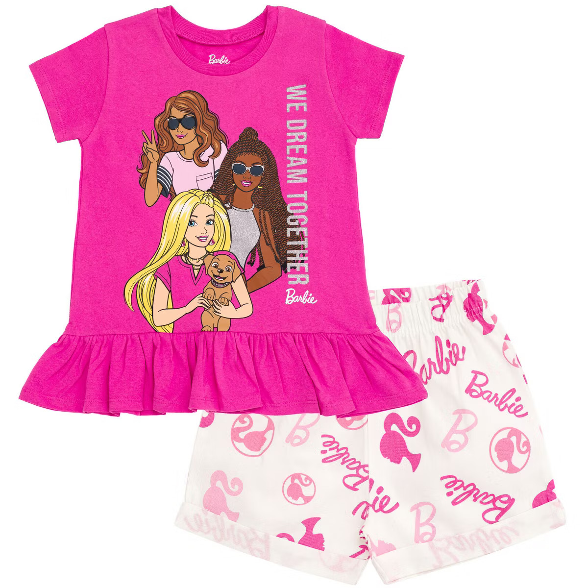 Barbie Girls Peplum T-Shirt and Shorts Outfit Set Toddler | Target