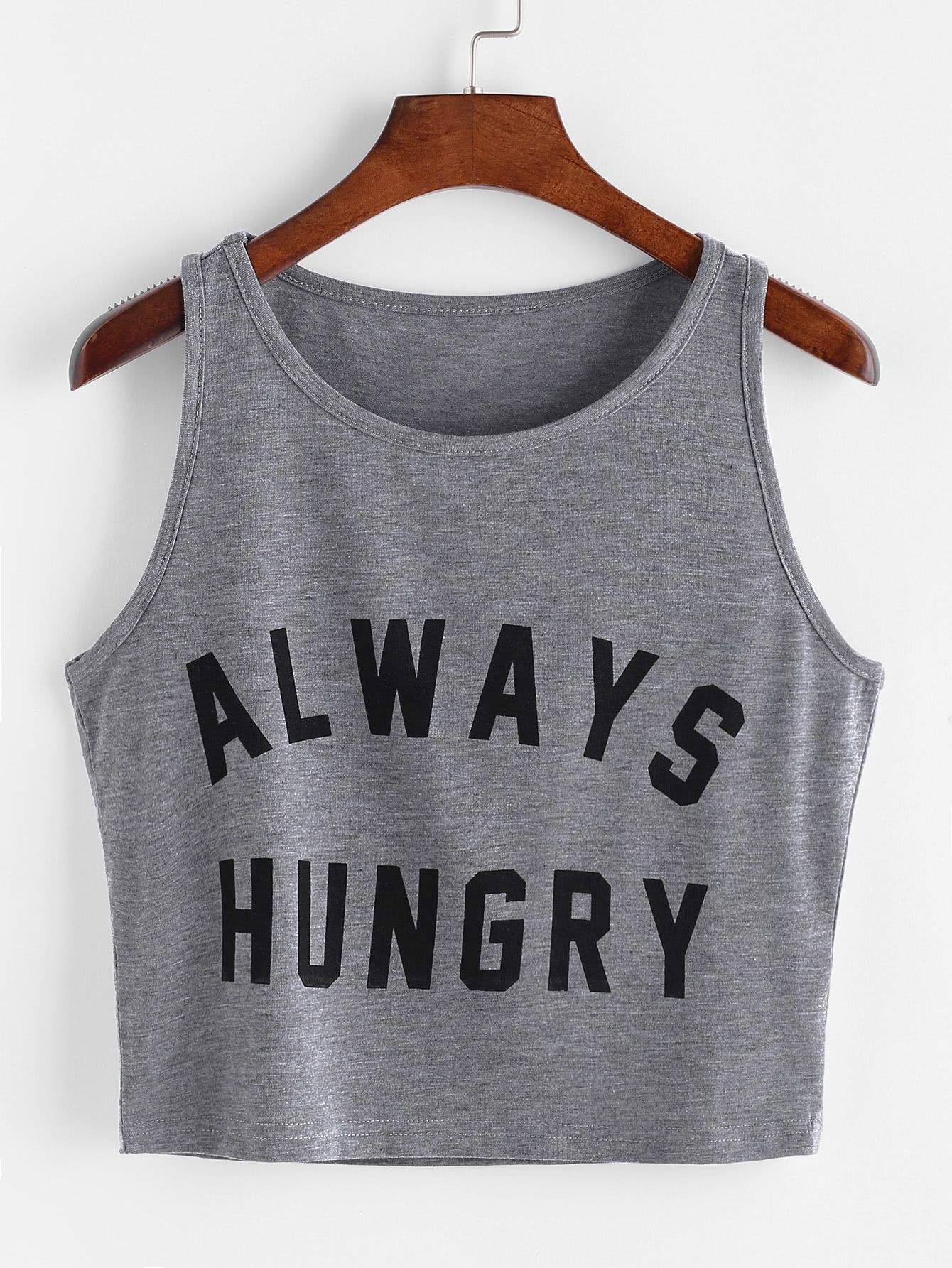 Heather Grey Letter Print Crop Tank Top | SHEIN