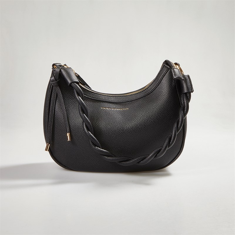 French Connection Womens Plaited Shoulder Bag Black | M and M Direct (UK)