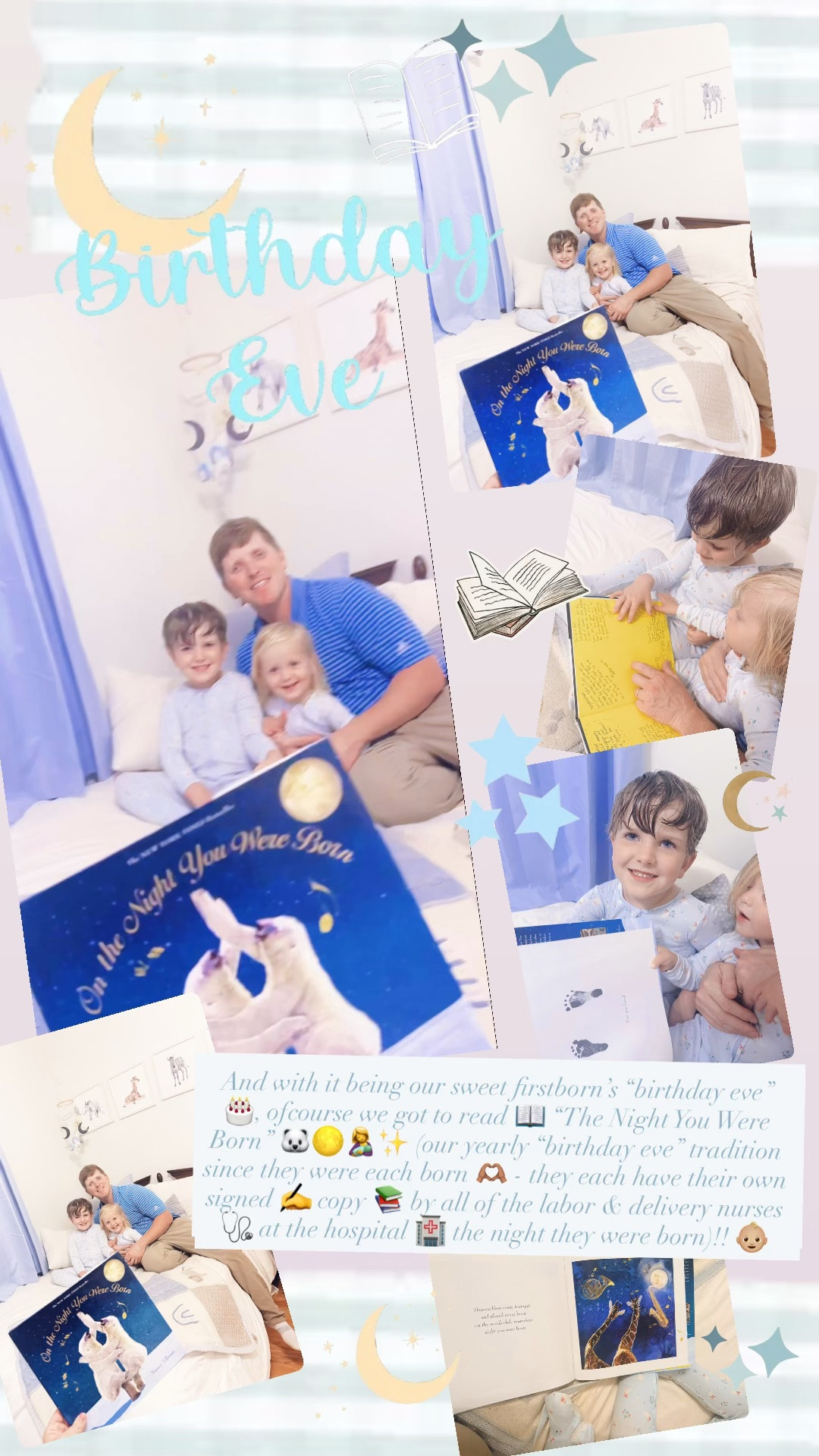 And with it being our sweet firstborn’s “birthday eve” 🎂, ofcourse we got to read 📖 “The Night You Were Born” 🐻‍❄️🌕🤱✨ (our yearly “birthday eve” tradition since they were each born 🫶🏽 - they each have their own signed ✍️ copy 📚 by all of the labor & delivery nurses 🩺 at the hospital 🏥 the night they were born)!! 👶🏼