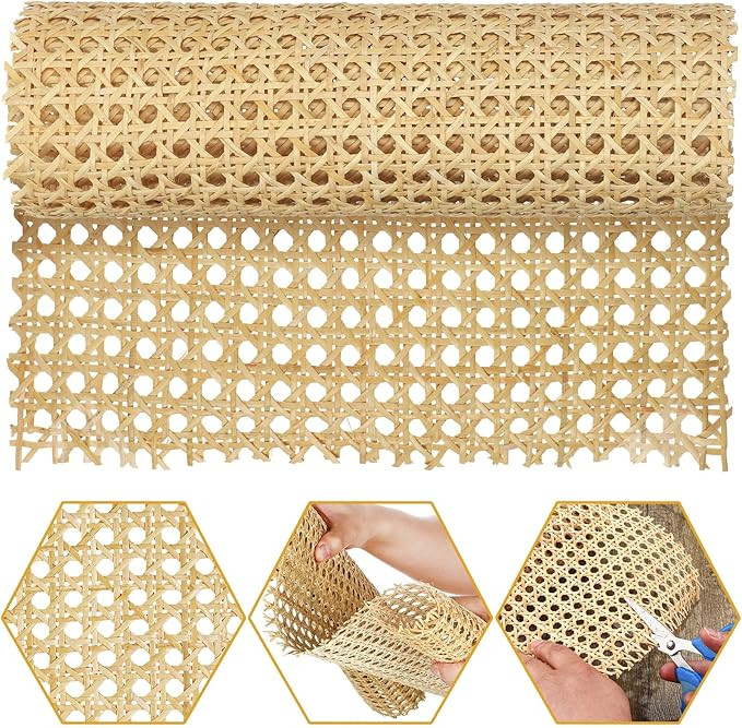 18'' Width Rattan Cane Webbing Roll Caning Material Weave Rattan Fabric Furniture for Caning Proj... | Amazon (US)