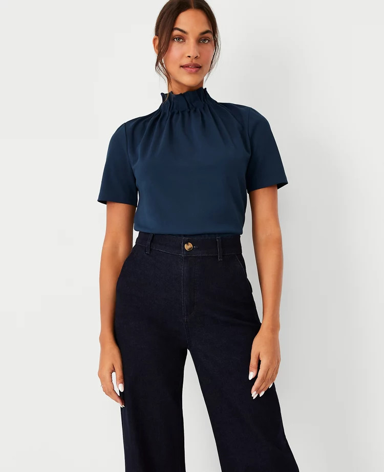 Ruffle Crew Neck Top | Ann Taylor (US)
