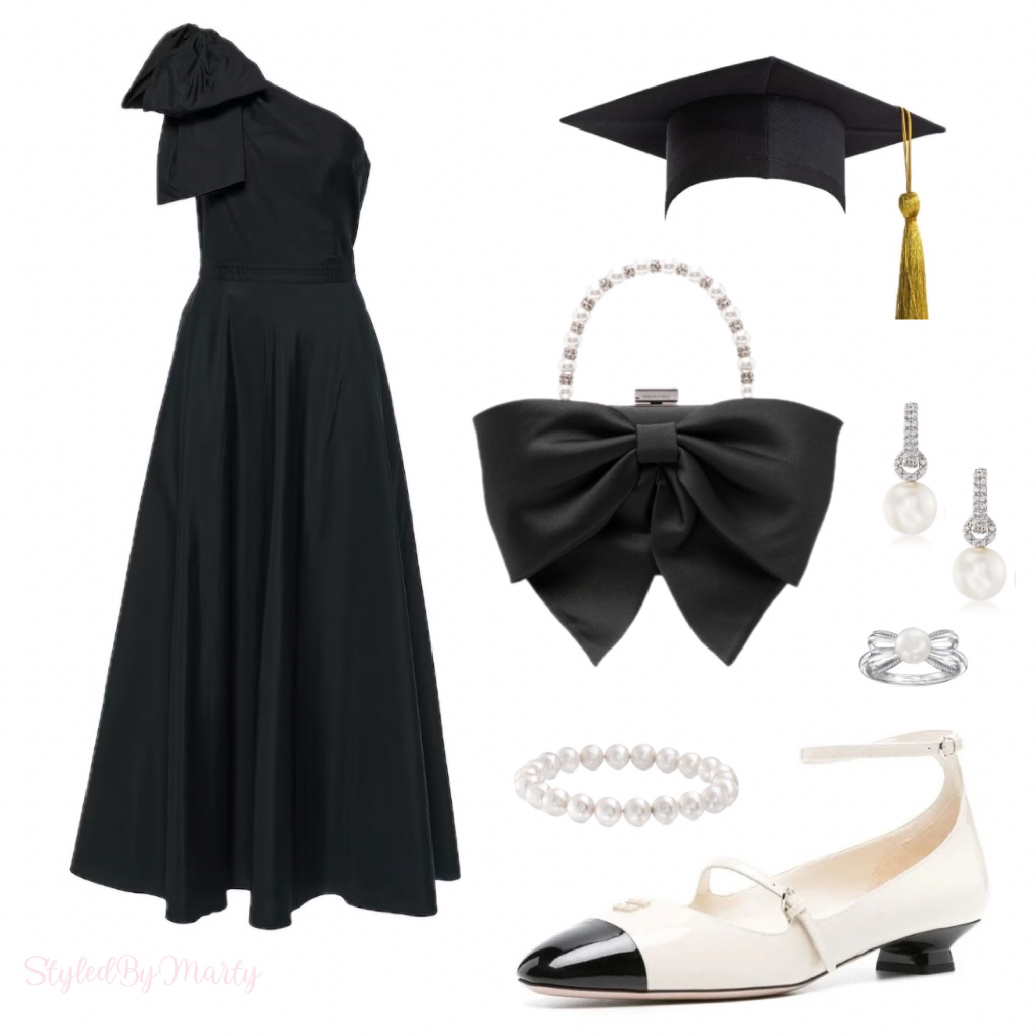Graduation dress, graduation outfit, graduation party dress, black maxi dress, black long dress, black one shoulder dress, elegant dress, elegant outfit, classy style, classy outfit, black bow clutch bag, 

#LTKSeasonal #LTKStyleTip #LTKParties