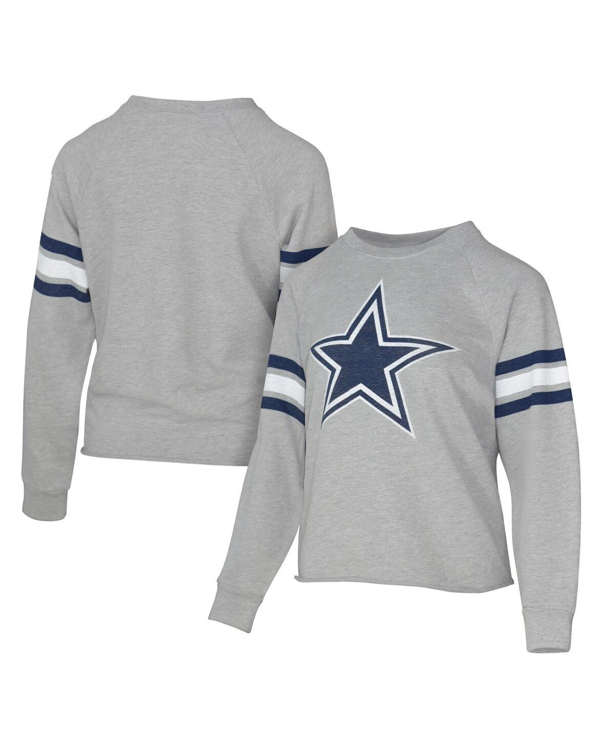 Lauren James Women's Gray Dallas Cowboys Raglan Terry Sweatshirt - Gray | Macy's