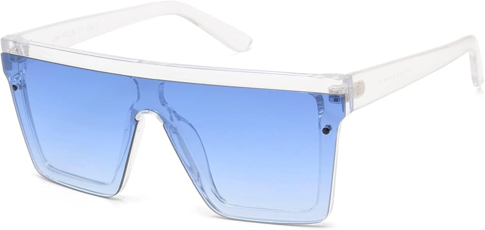 JIM HALO Flat Top Shield Sunglasses Square Mirror Rimless Glasses for Women Men | Amazon (US)