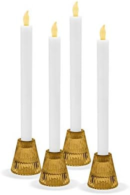 Glass Taper Tealight Holder Set - Amber Gold Glass, Reversible, Traditional Window Candles, 2.5" ... | Amazon (US)