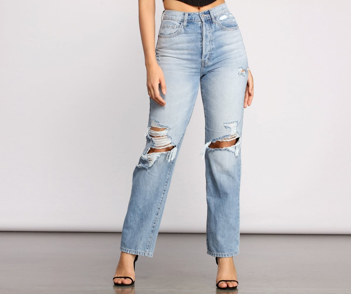 High Rise Destructed Boyfriend Jeans | Windsor Stores
