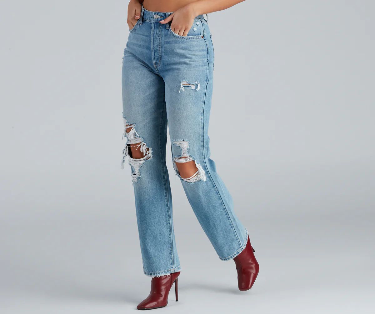 High Rise Destructed Boyfriend Jeans | Windsor Stores