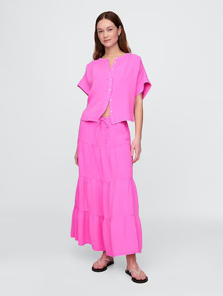 Cotton Gauze Tiered Maxi Skirt | Gap (US)