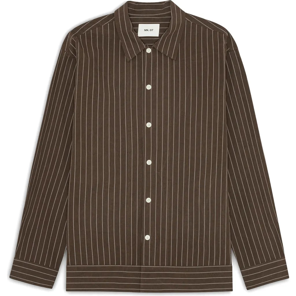 NN07 Reed Organic Cotton Shirt Jacket in Brown Stripe at Nordstrom Rack, Size X-Large | Nordstrom Rack